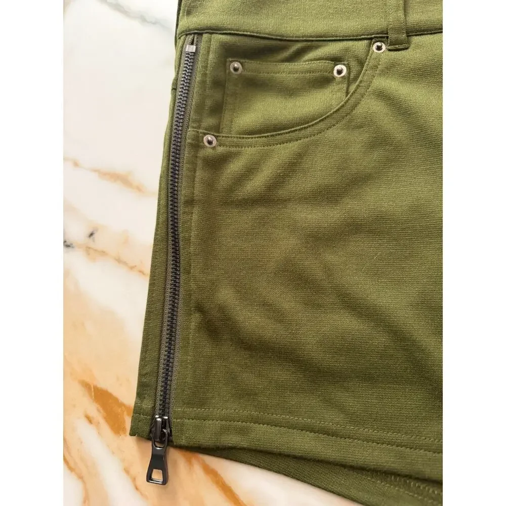 NEW Andrew Christian mens F.A.G. Capsule Zipper Shorts Color Olive Green Size 34